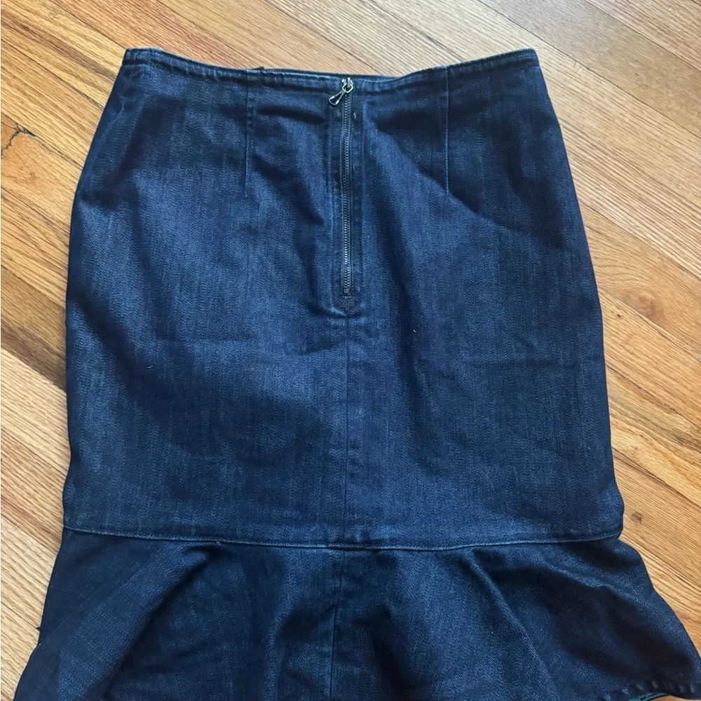Leifsdottir Dark Blue Asymmetrical Denim Skirt with Ruffle size 2 - Picture 6 of 10